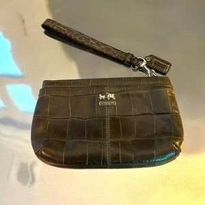 Coach small wristlet gray croc